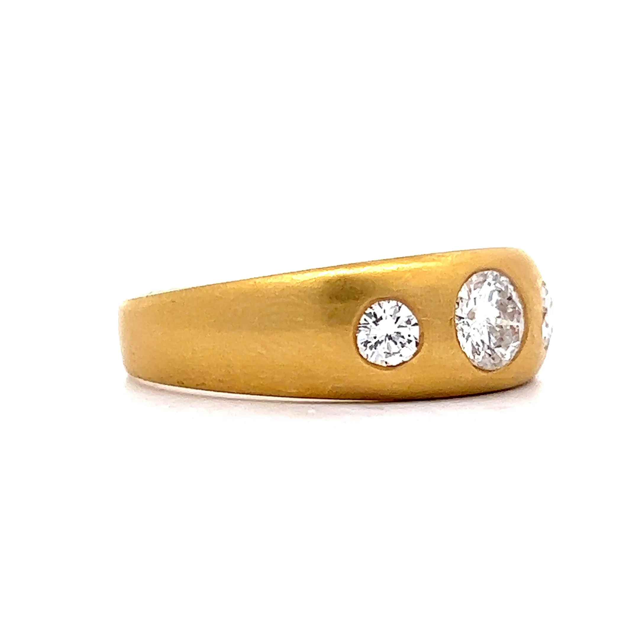 Men's Three Stone Diamond Ring in 18k Yellow Gold