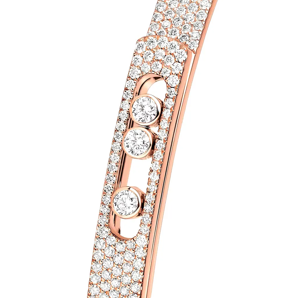 Messika Move Noa SM Full Pavé Bangle Pink Gold Diamond Bracelet