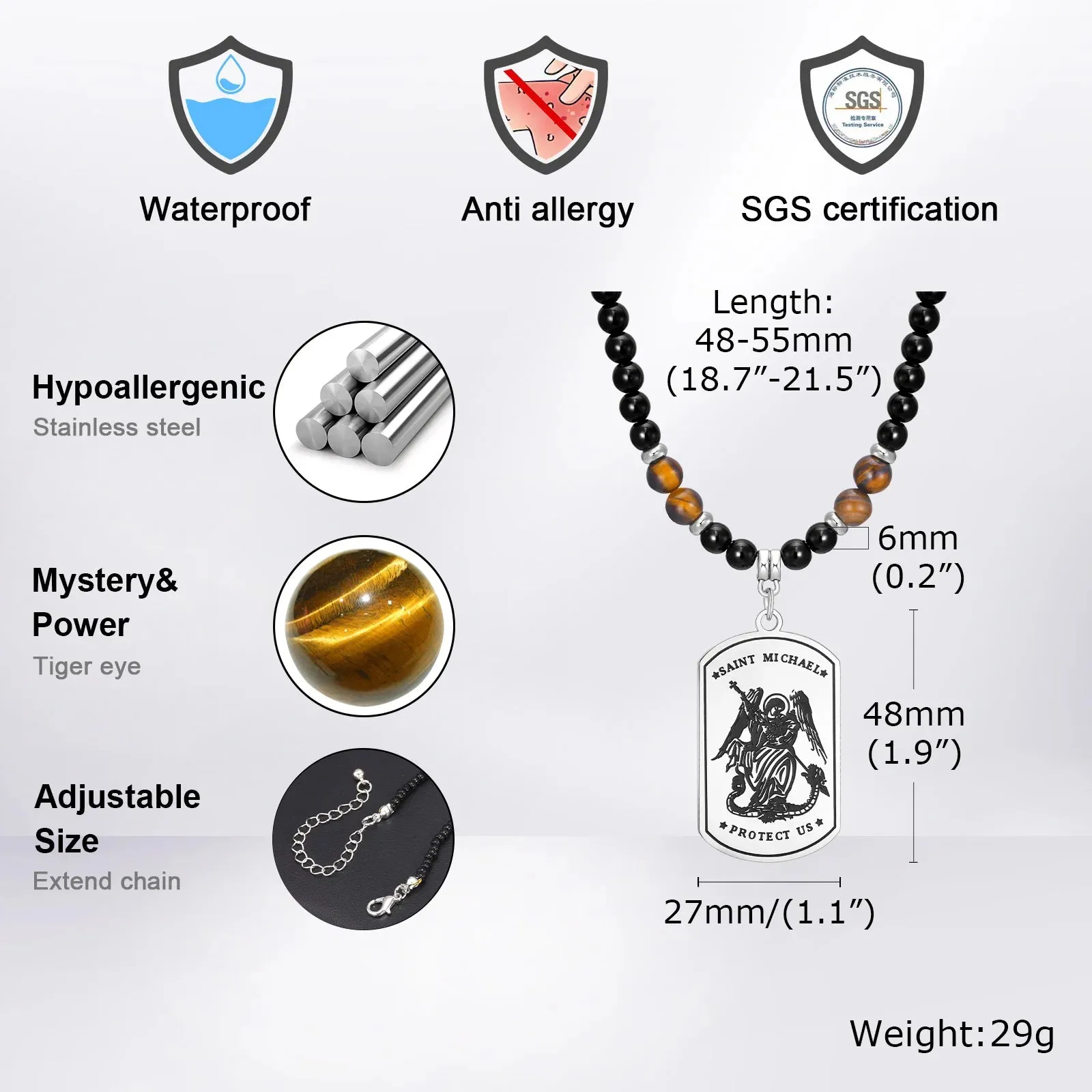 Michael Dogtag Pendant Necklaces for Men Boys