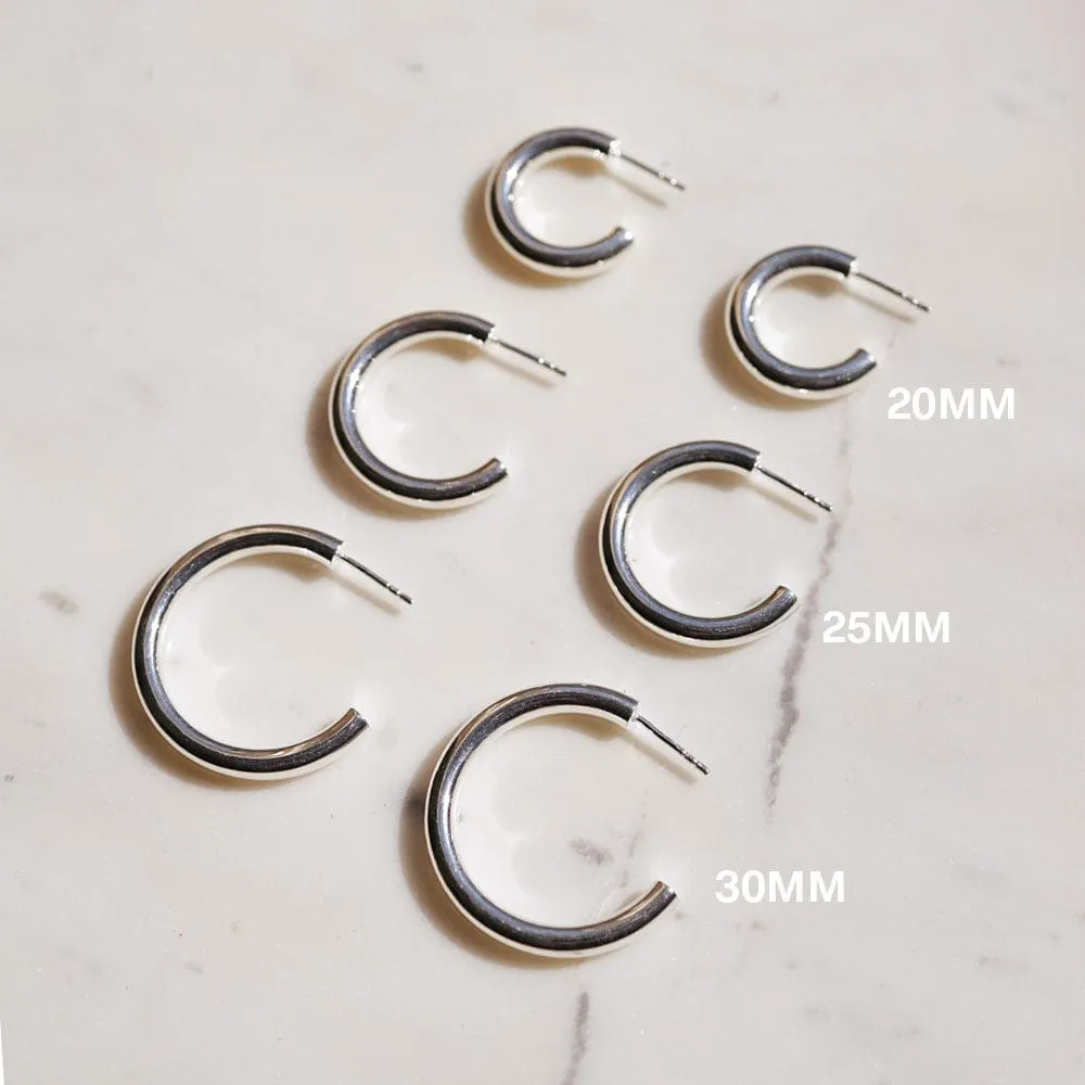 Midi Bold Hoop Earrings Sterling Silver