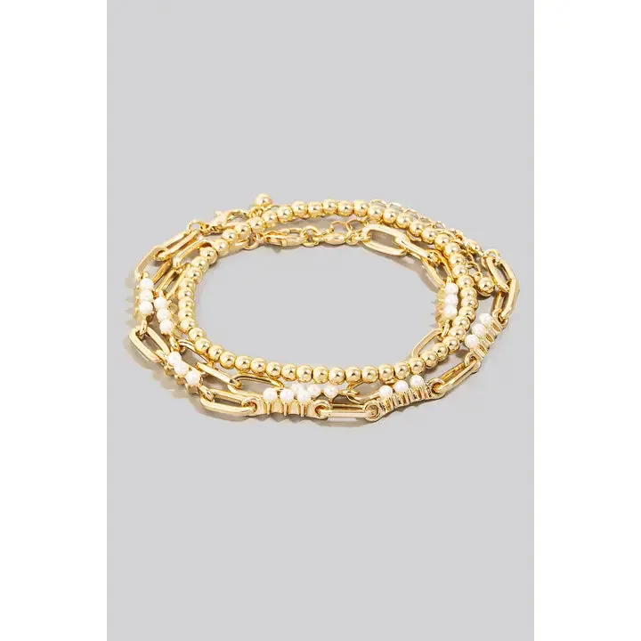 Mixed Layered Pearl Beads Bracelet