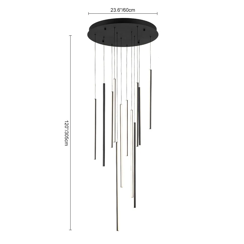 Modern 12-Light Linear LED Multi Light Pendant