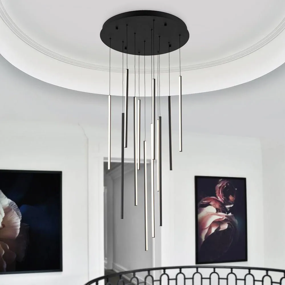 Modern 12-Light Linear LED Multi Light Pendant