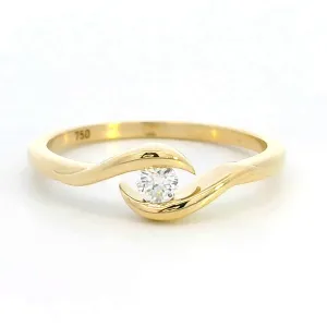 Modern 18k Gold Solitaire Diamond Engagement Ring with Tension Setting