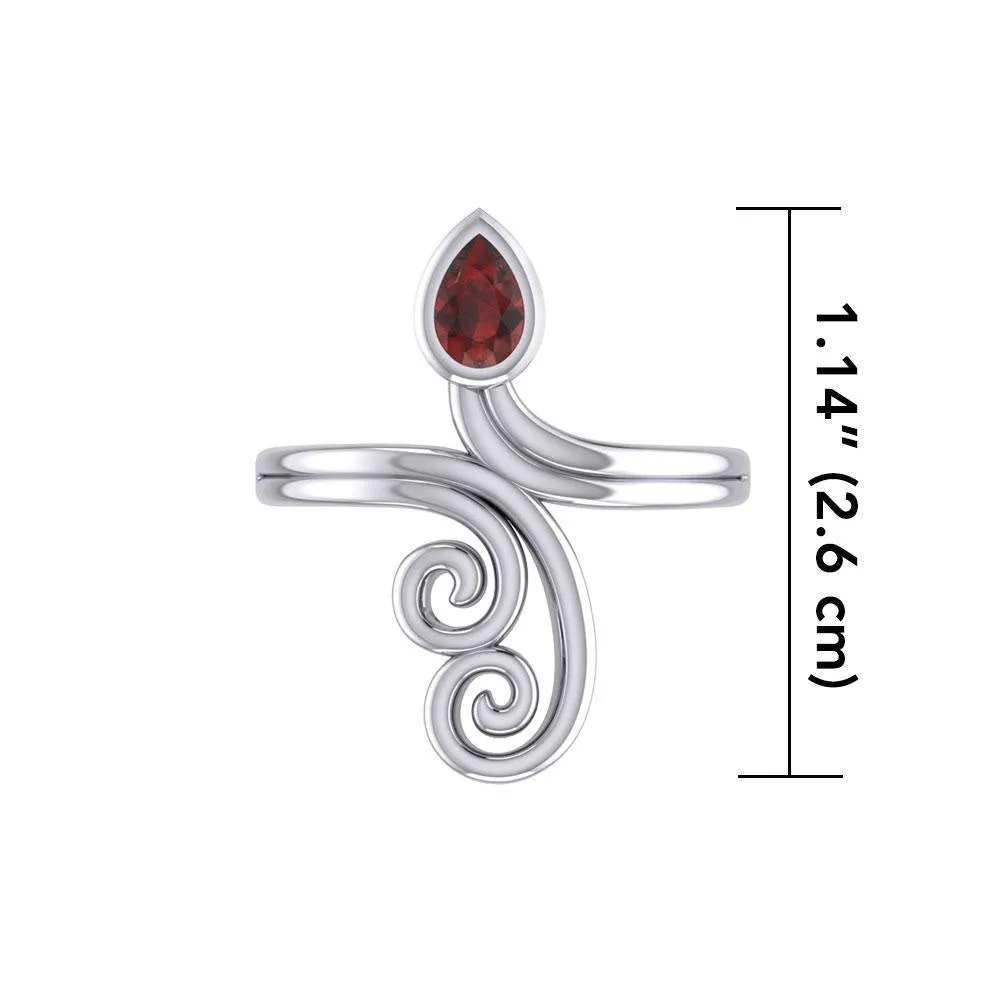 Modern Abstract Silver Ring with Teardrop Gemstone TRI1920