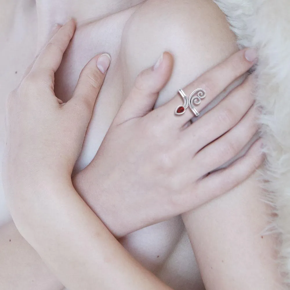 Modern Abstract Silver Ring with Teardrop Gemstone TRI1920