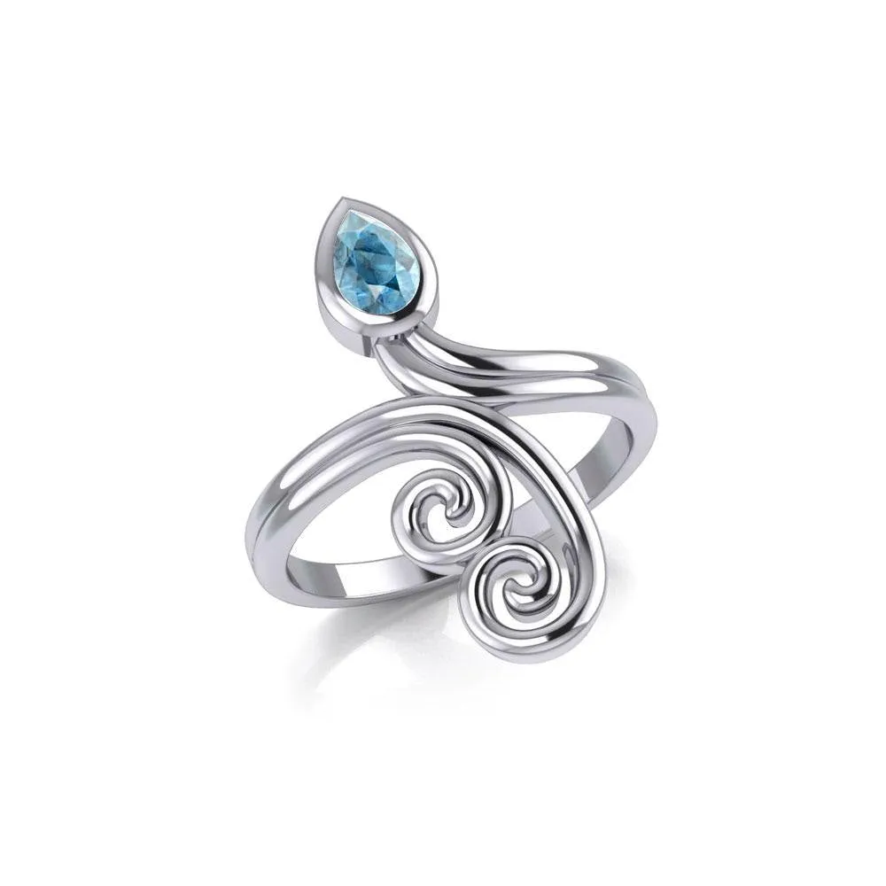 Modern Abstract Silver Ring with Teardrop Gemstone TRI1920