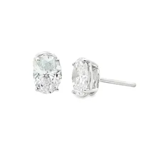 Modern & Sparkling 1.5ctw Oval Brilliant Lab-Diamond Stud Earrings 14k White Gold