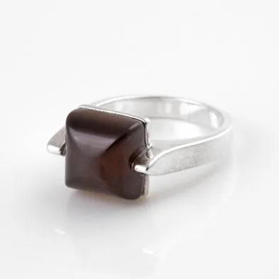 Modern Cherry Amber Square Ring