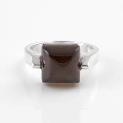 Modern Cherry Amber Square Ring