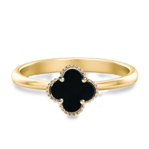 Modern Clover Black Onyx Ring