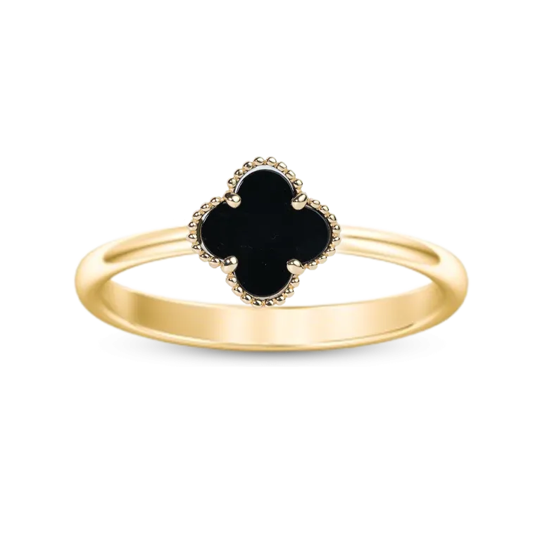 Modern Clover Black Onyx Ring