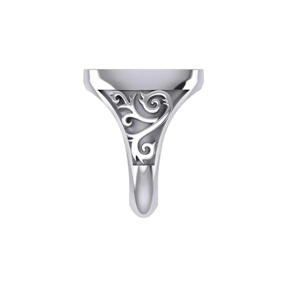 Modern Cross Silver Signet Men Ring TRI1963