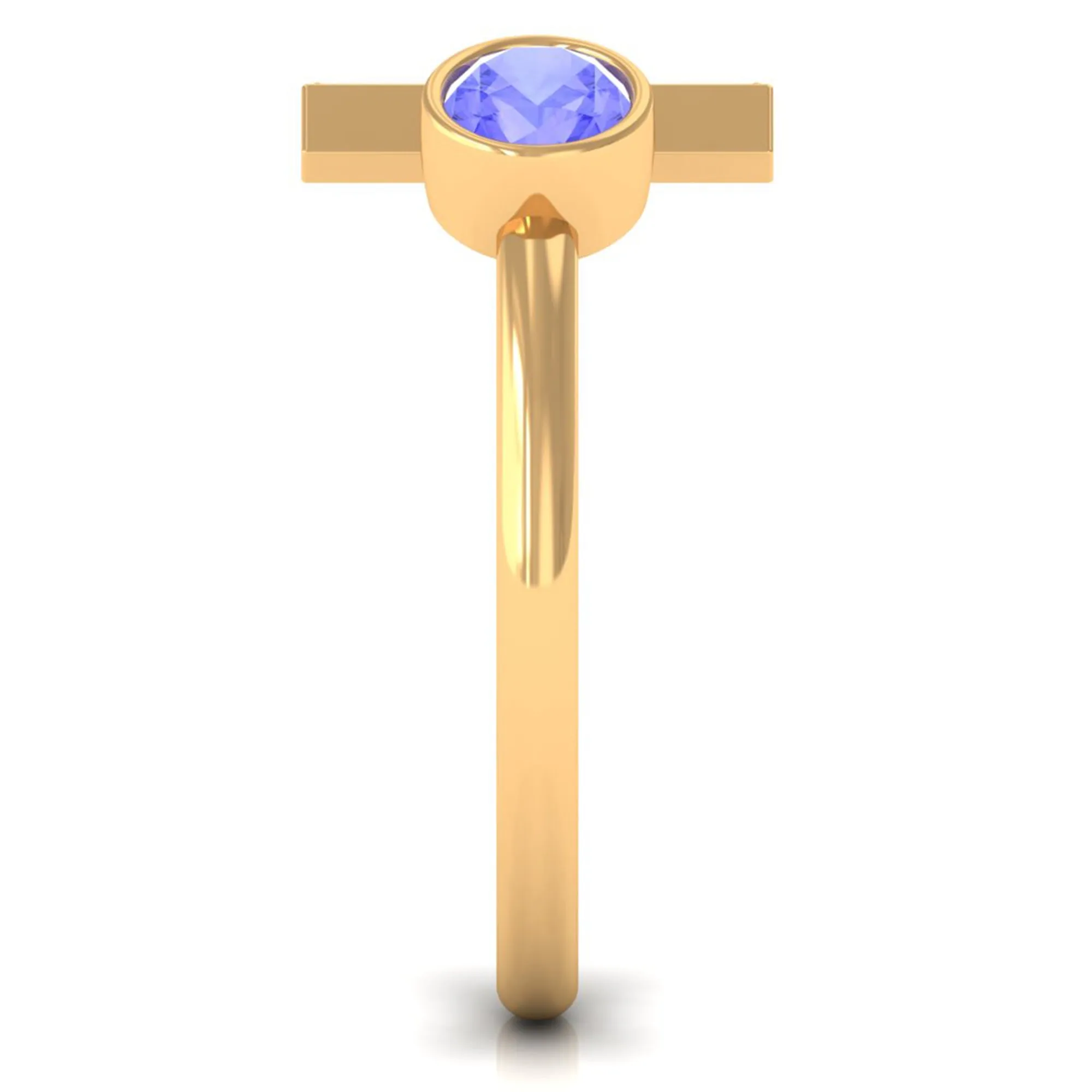 Modern Cuff Ring with Tanzanite and Diamond