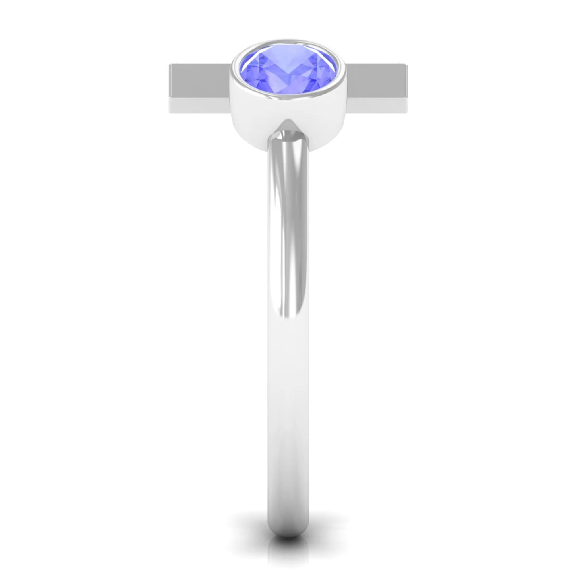 Modern Cuff Ring with Tanzanite and Diamond