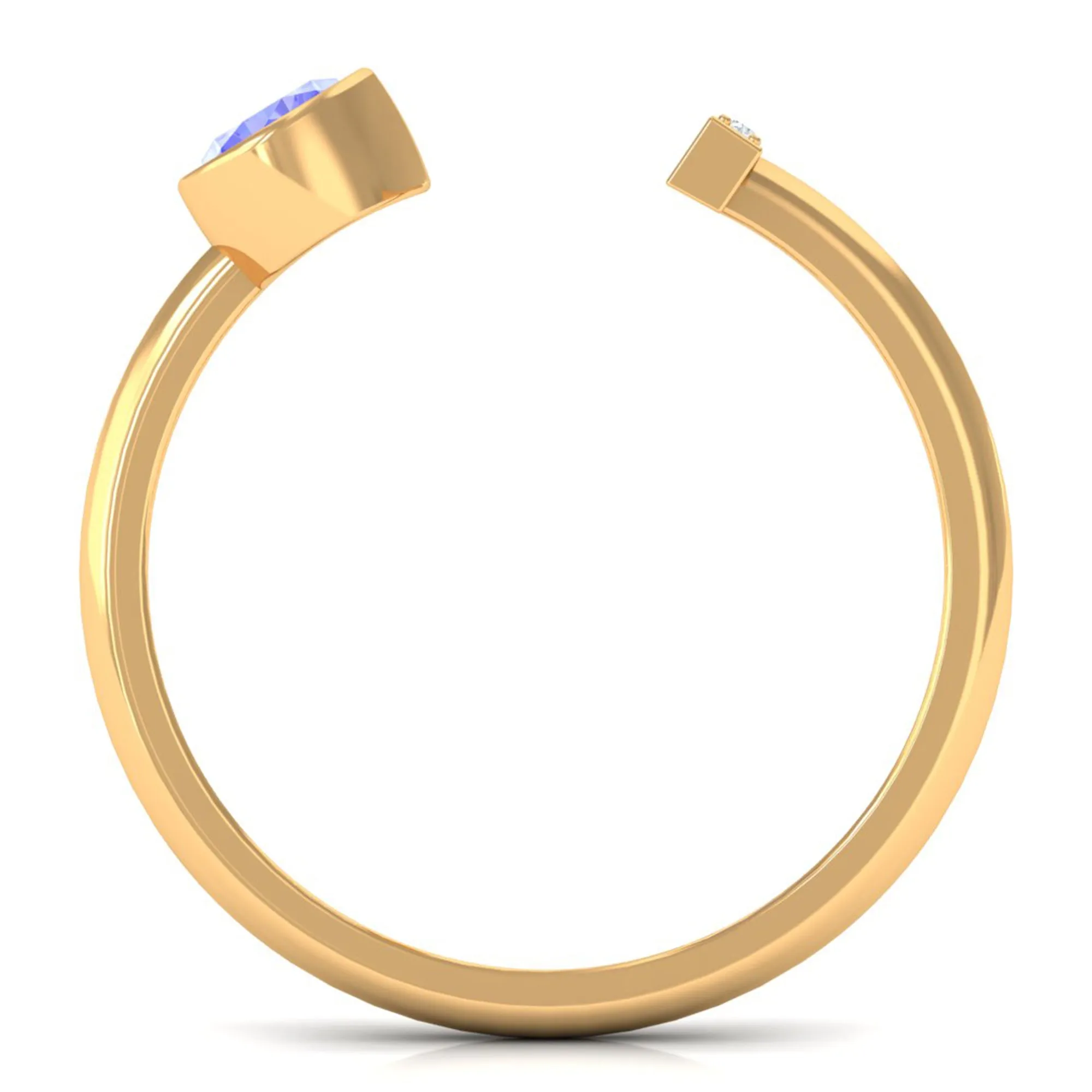Modern Cuff Ring with Tanzanite and Diamond