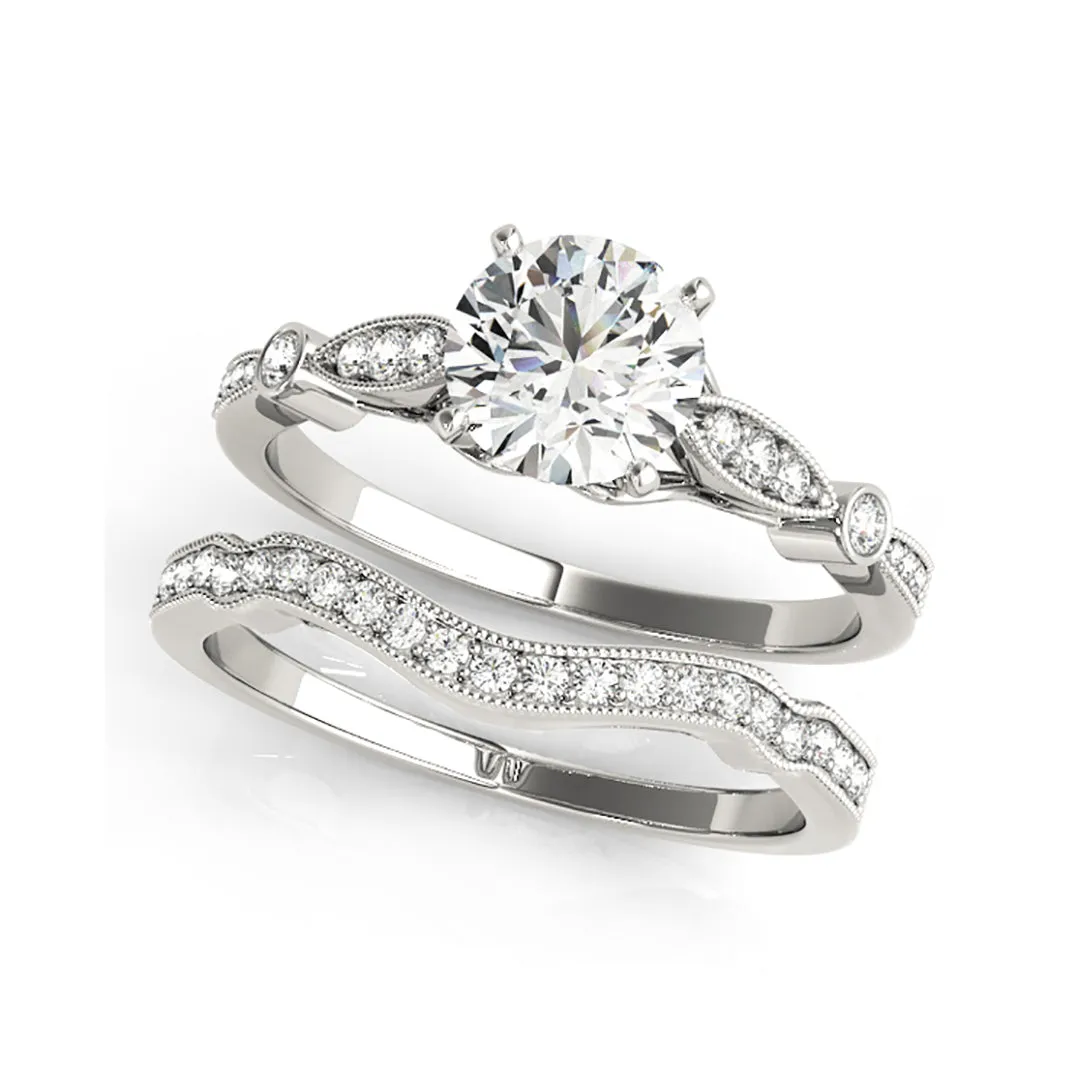 Modern Solitaire With Scalloped Edge Diamond Engagement Ring