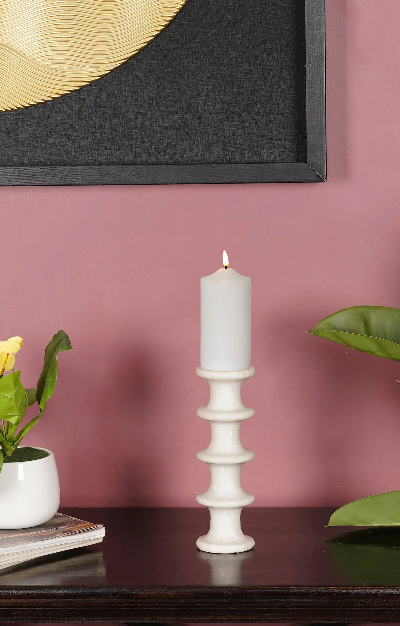 Modern White Marble Candle Holder