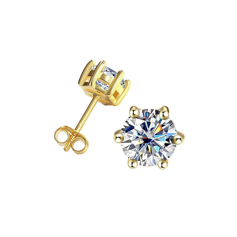 Moissanite Diamond Studs Earrings in 14K Gold - 8mm