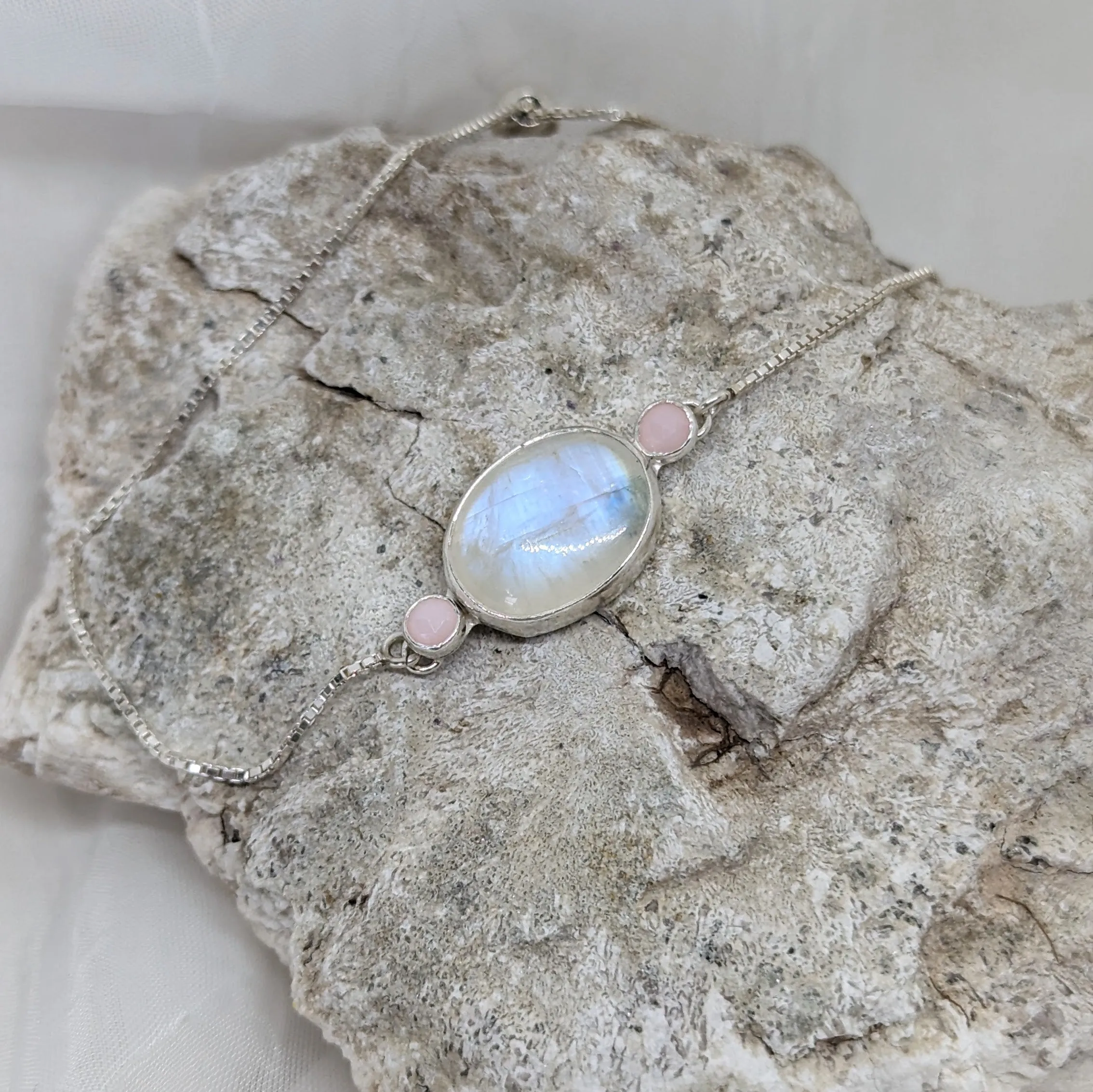 Moonstone and Rose-Quartz Bracelet
