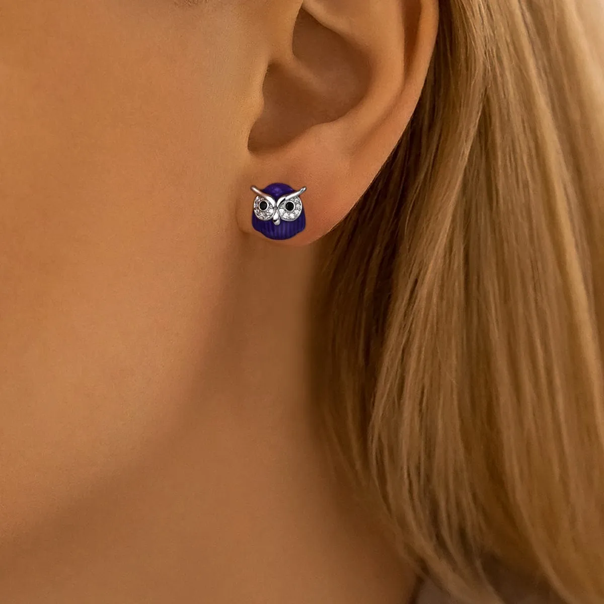 Mystical Night Owl Crystal Stud Earrings