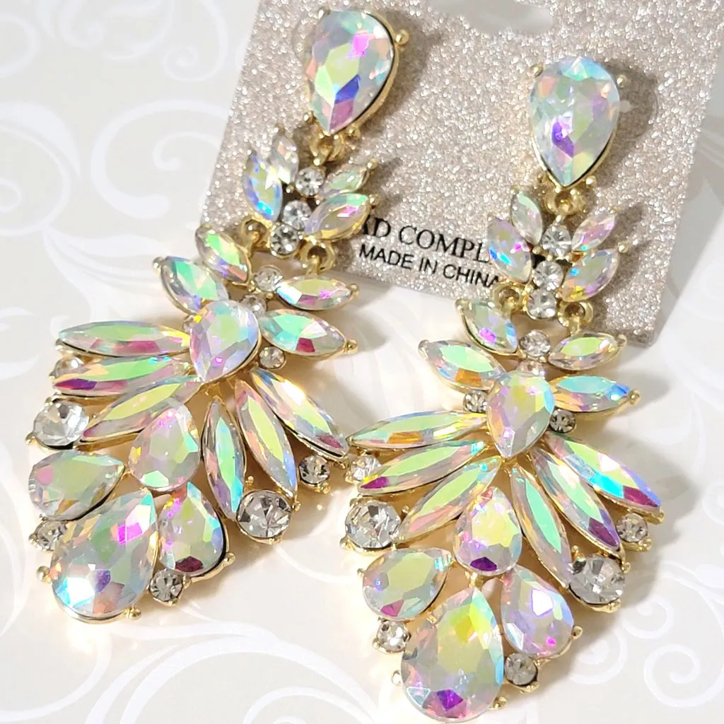 Natasha big rhinestone statement dangle earrings