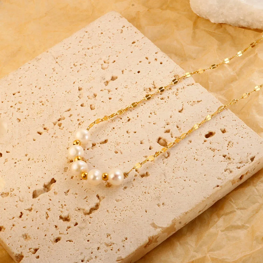 Natural Freshwater Pearl Pendant Women's Neck Chain Necklace