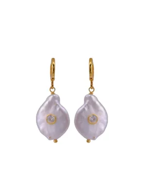 NATURAL PEARL & CRYSTAL  EARRINGS