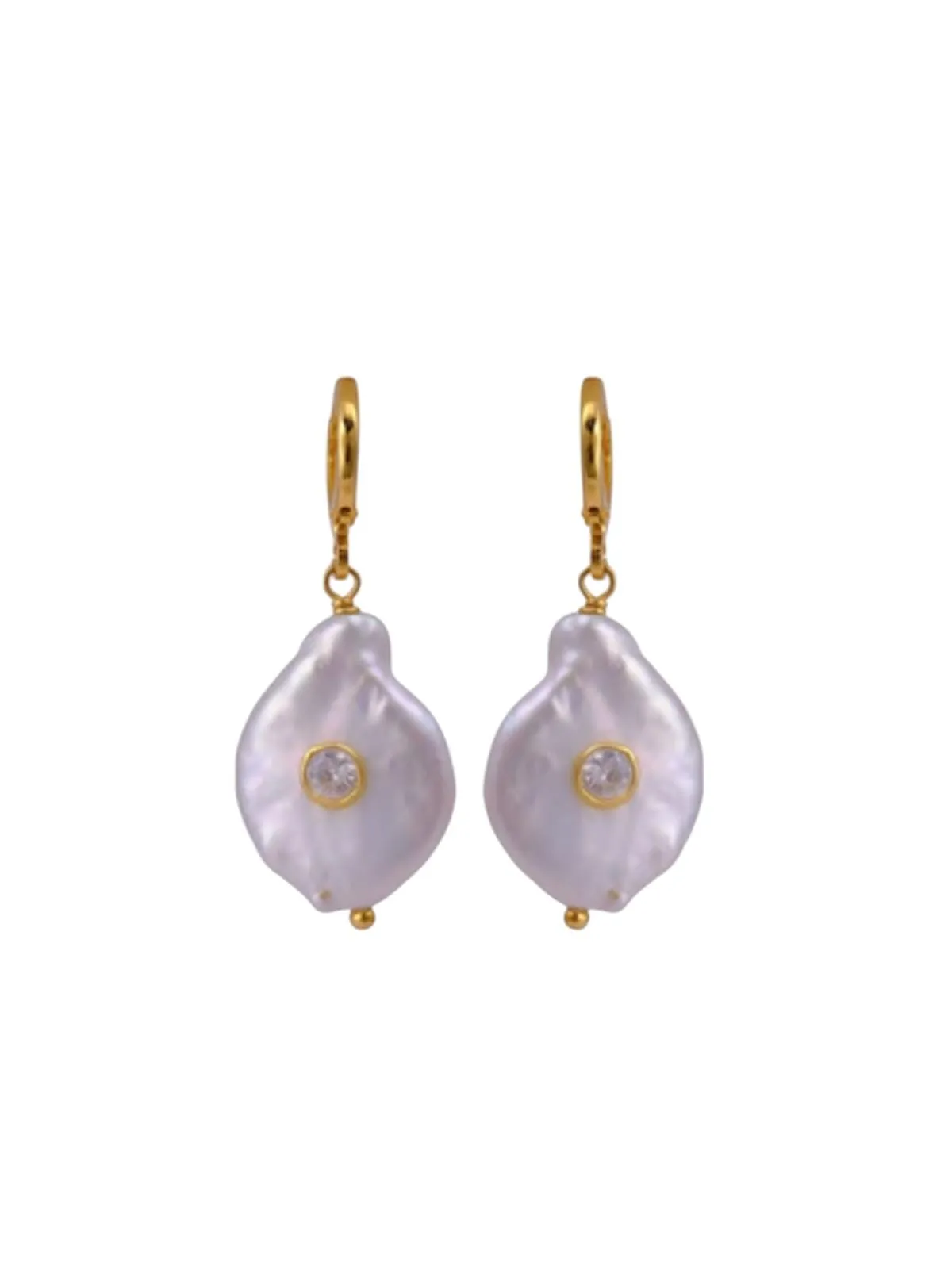 NATURAL PEARL & CRYSTAL  EARRINGS