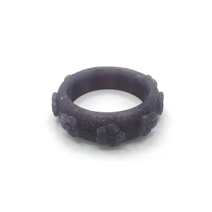 Natural Stone Bangle – Dreamy Violet Carved Floral Bracelet
