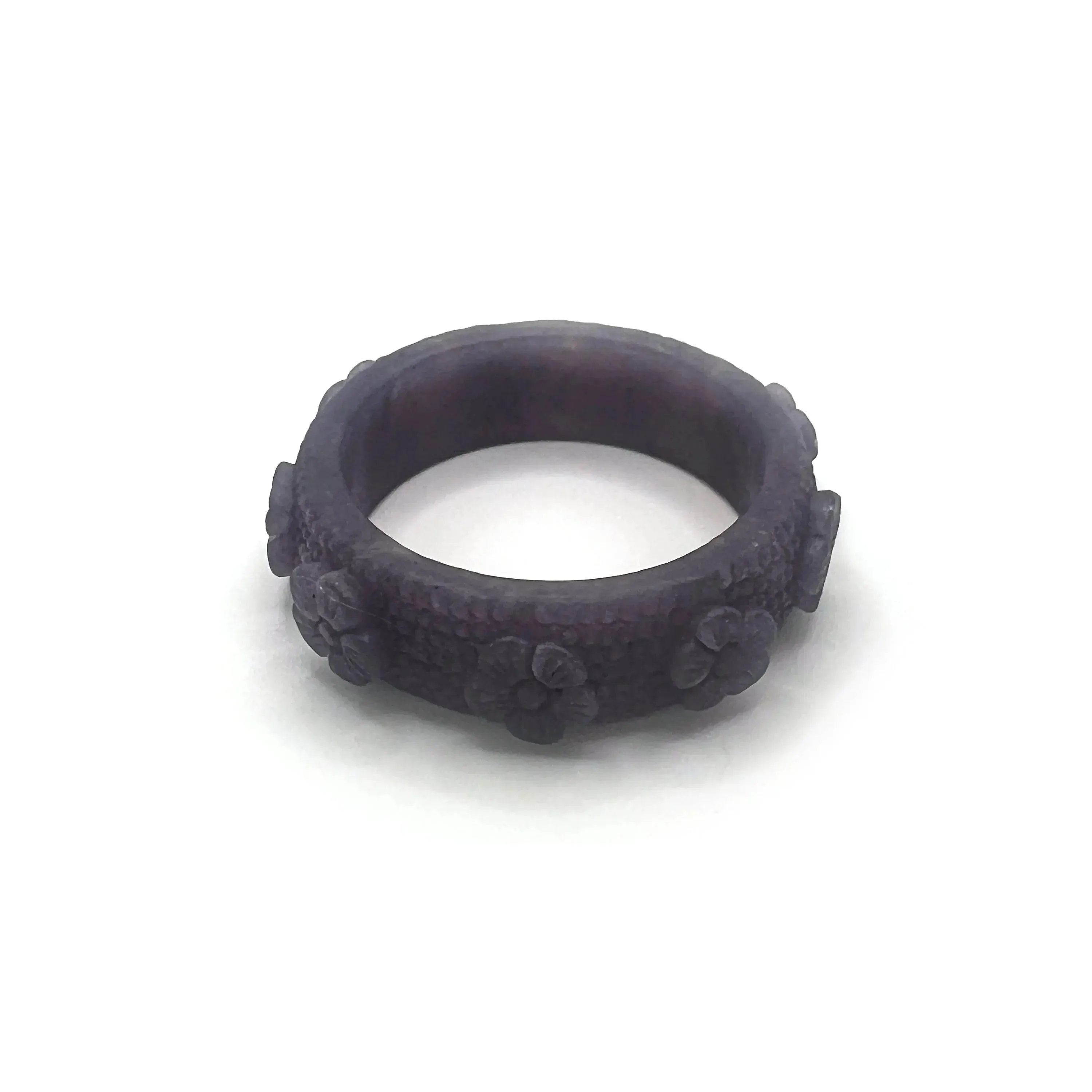 Natural Stone Bangle – Dreamy Violet Carved Floral Bracelet