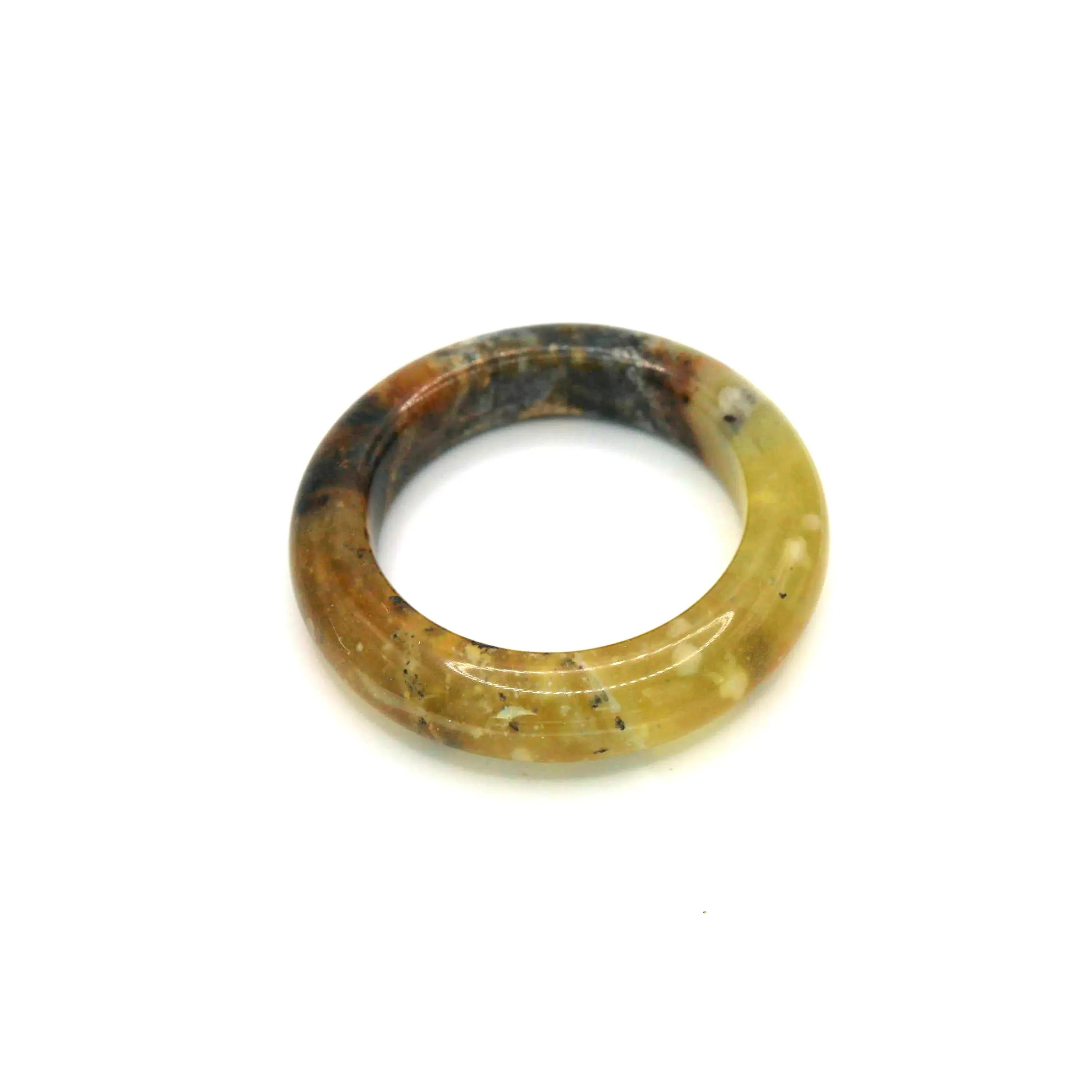Natural Yellow Jade Bangle – Ice-Translucent Tones with Ink-Wash Texture