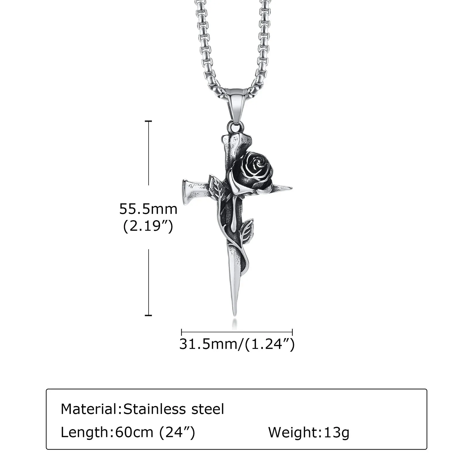 New Gothic Punk Rose Flower Necklaces for Men Hip-hop Rapper Gift