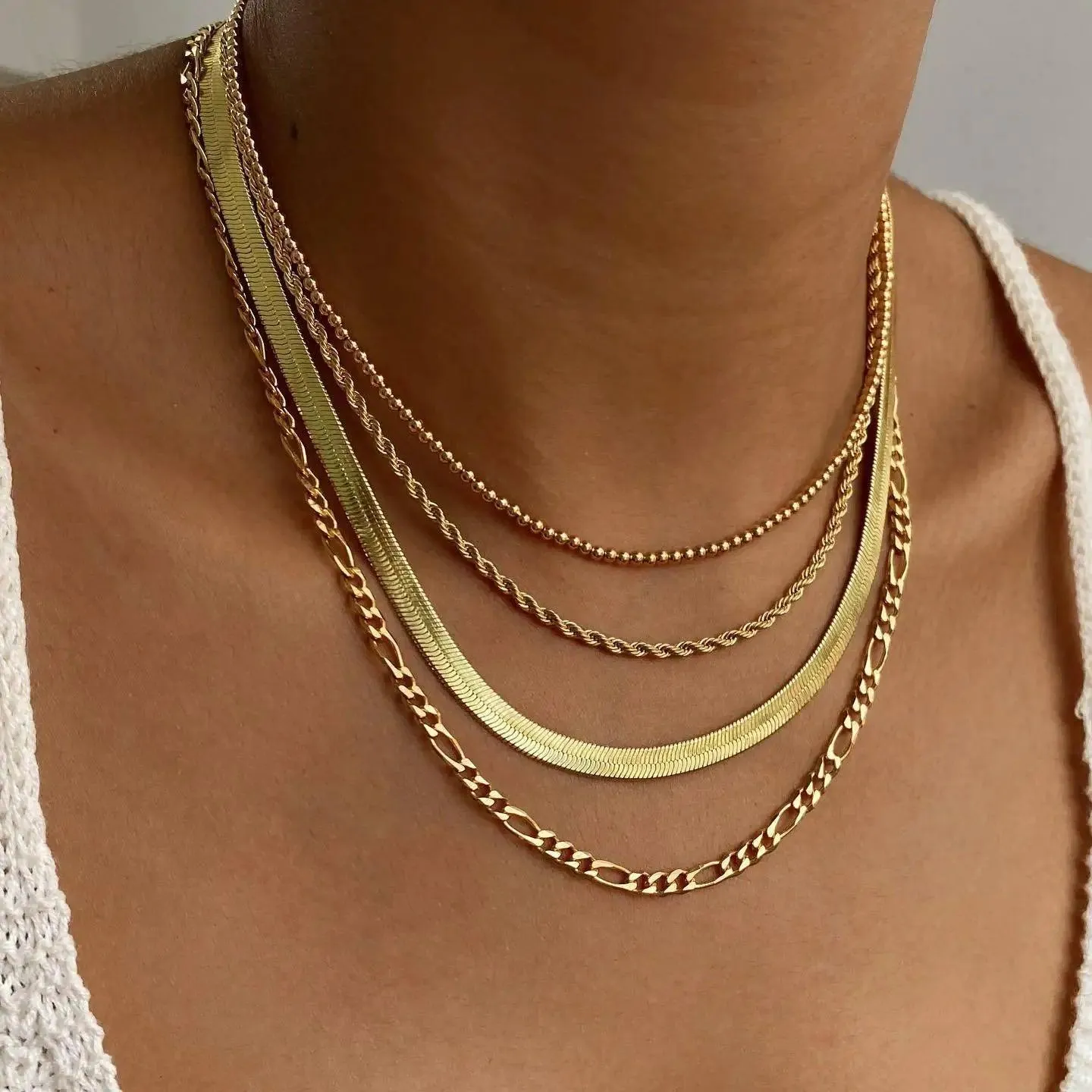 New In Fashion 14K Gold Colour Heart-Shaped Trendy Multi-Layer Fashion Necklaces For Women and Girls