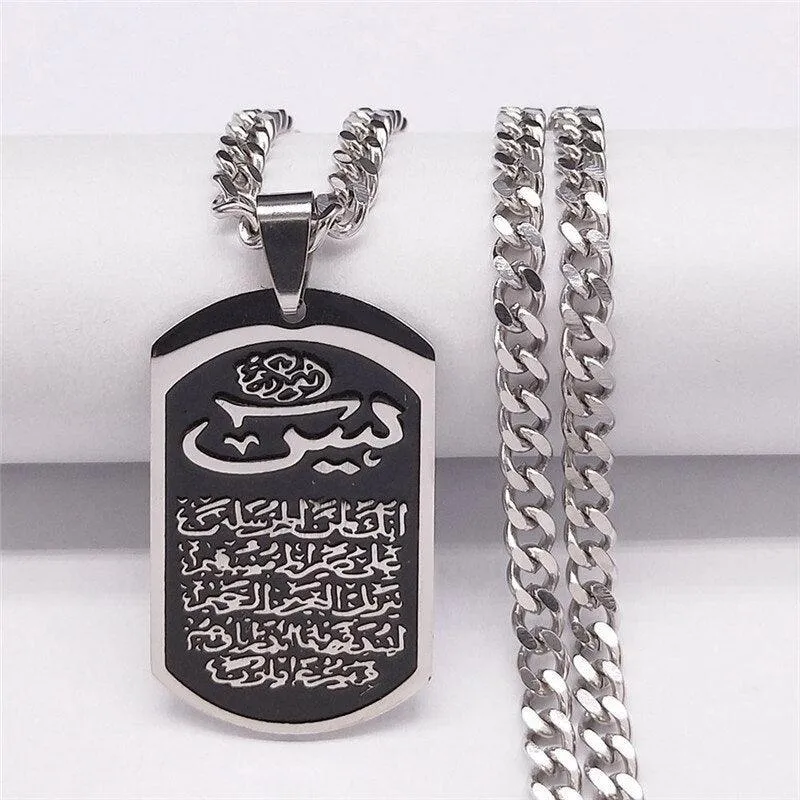 NEW Silver Color Stainless Steel IslamIc Geometry Necklaces for Women/Men