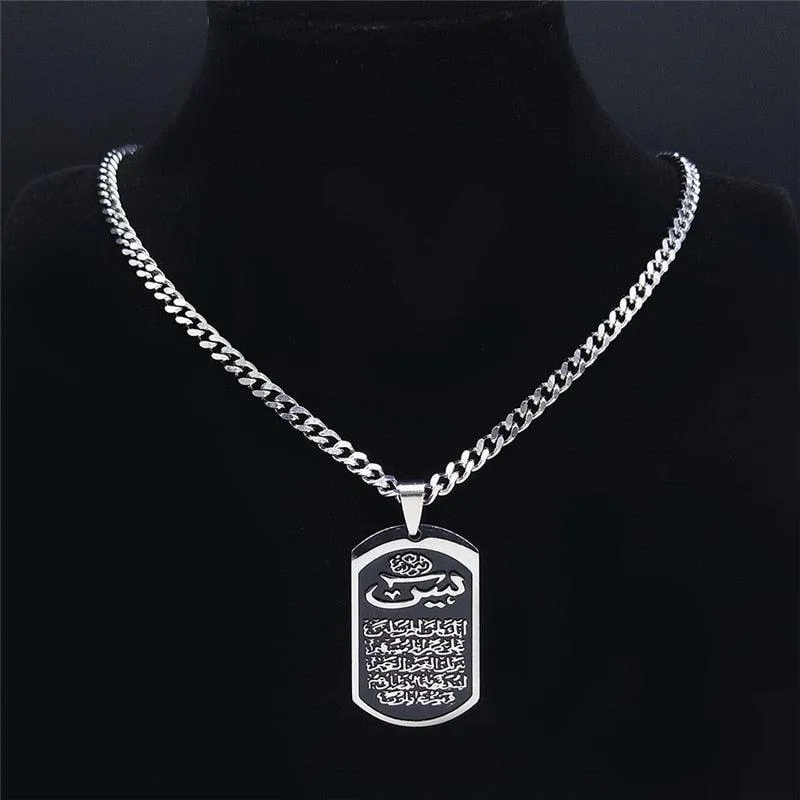 NEW Silver Color Stainless Steel IslamIc Geometry Necklaces for Women/Men