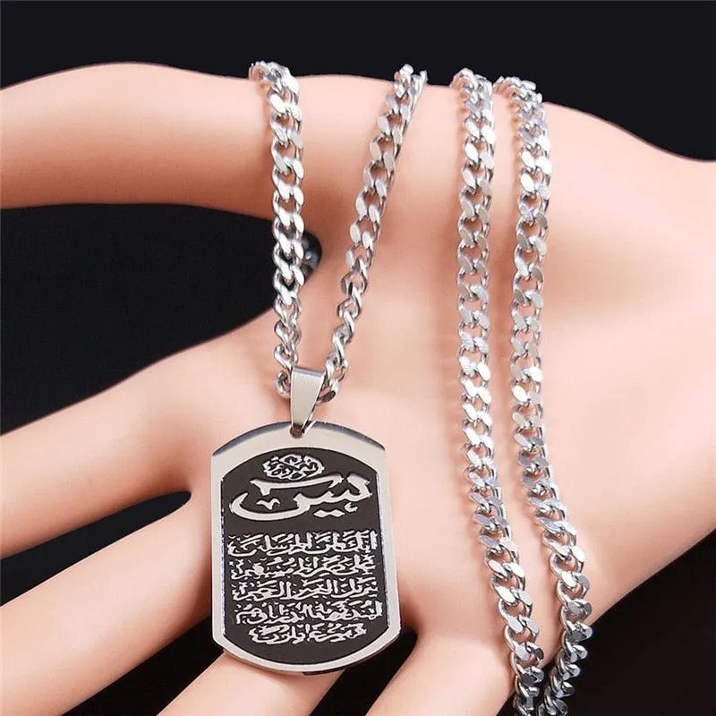 NEW Silver Color Stainless Steel IslamIc Geometry Necklaces for Women/Men