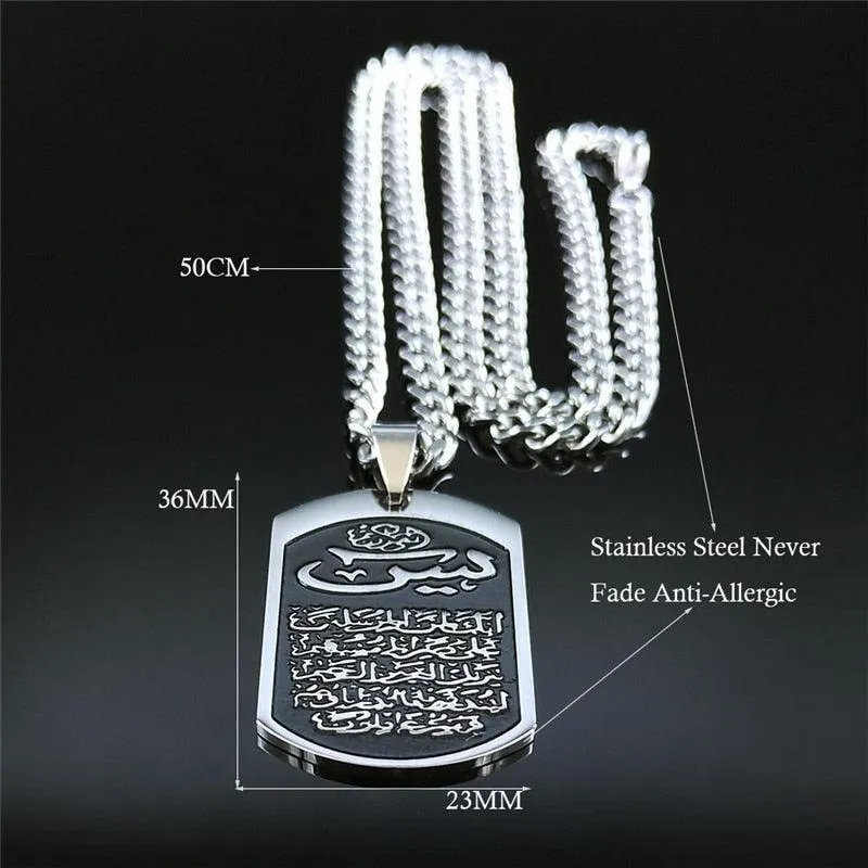 NEW Silver Color Stainless Steel IslamIc Geometry Necklaces for Women/Men