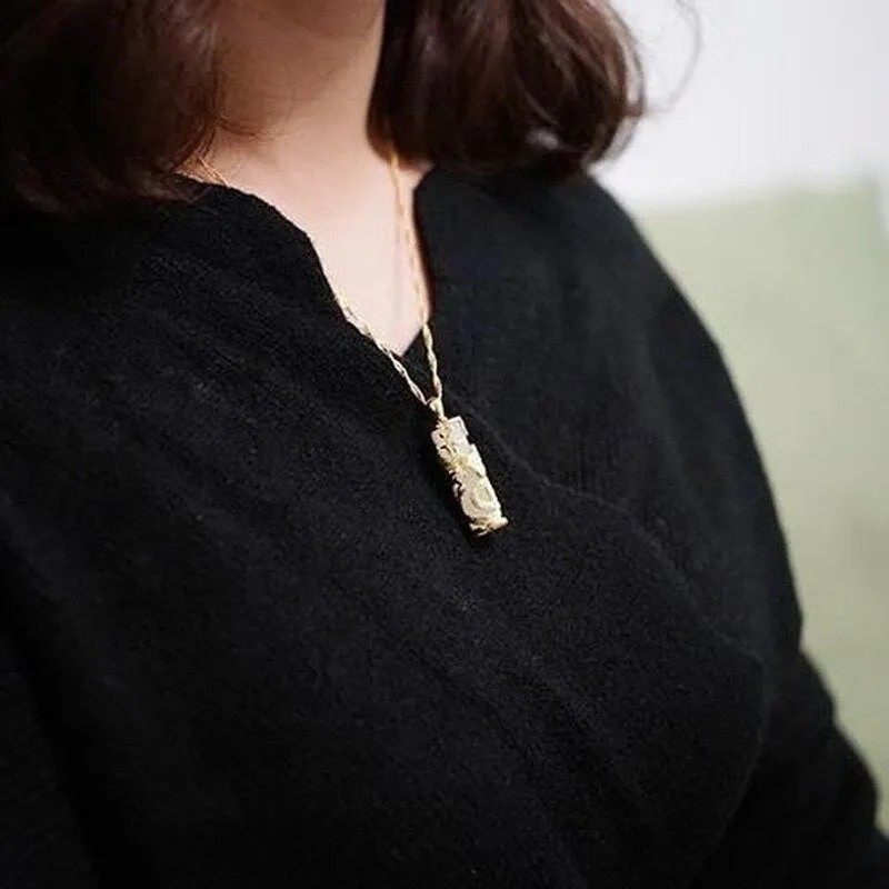 New Silver Dragon And Phoenix Shape Pendant Necklace