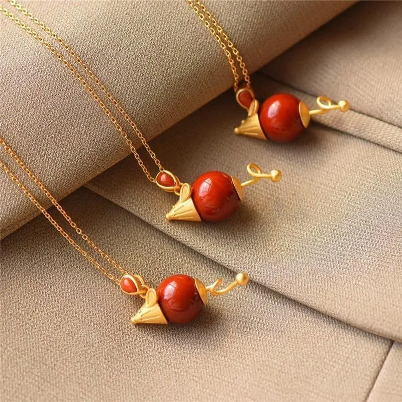 New silver inlaid artificial imitation South  mouse Pendant Necklace