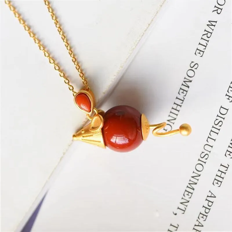 New silver inlaid artificial imitation South  mouse Pendant Necklace