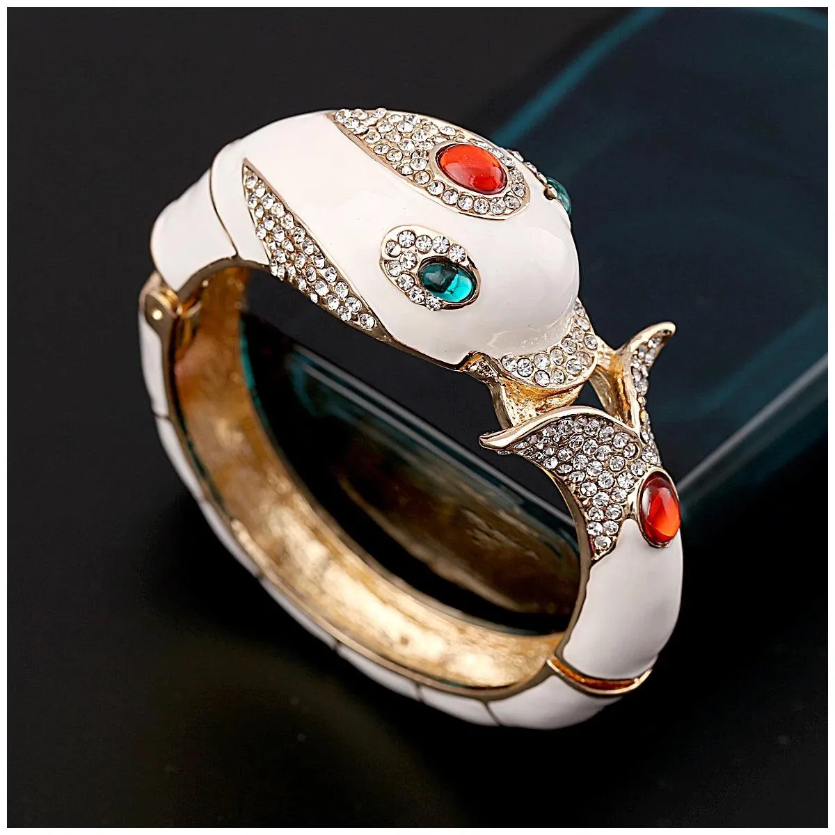 New Unique Design 6 Colours Gold Plated with Full AAA Rhinestones Dolphin Animal Enamel Statement Bracelet Bangle