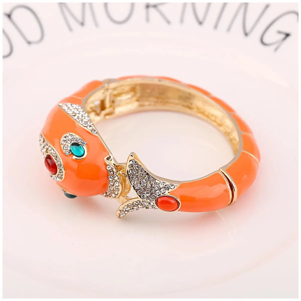 New Unique Design 6 Colours Gold Plated with Full AAA Rhinestones Dolphin Animal Enamel Statement Bracelet Bangle