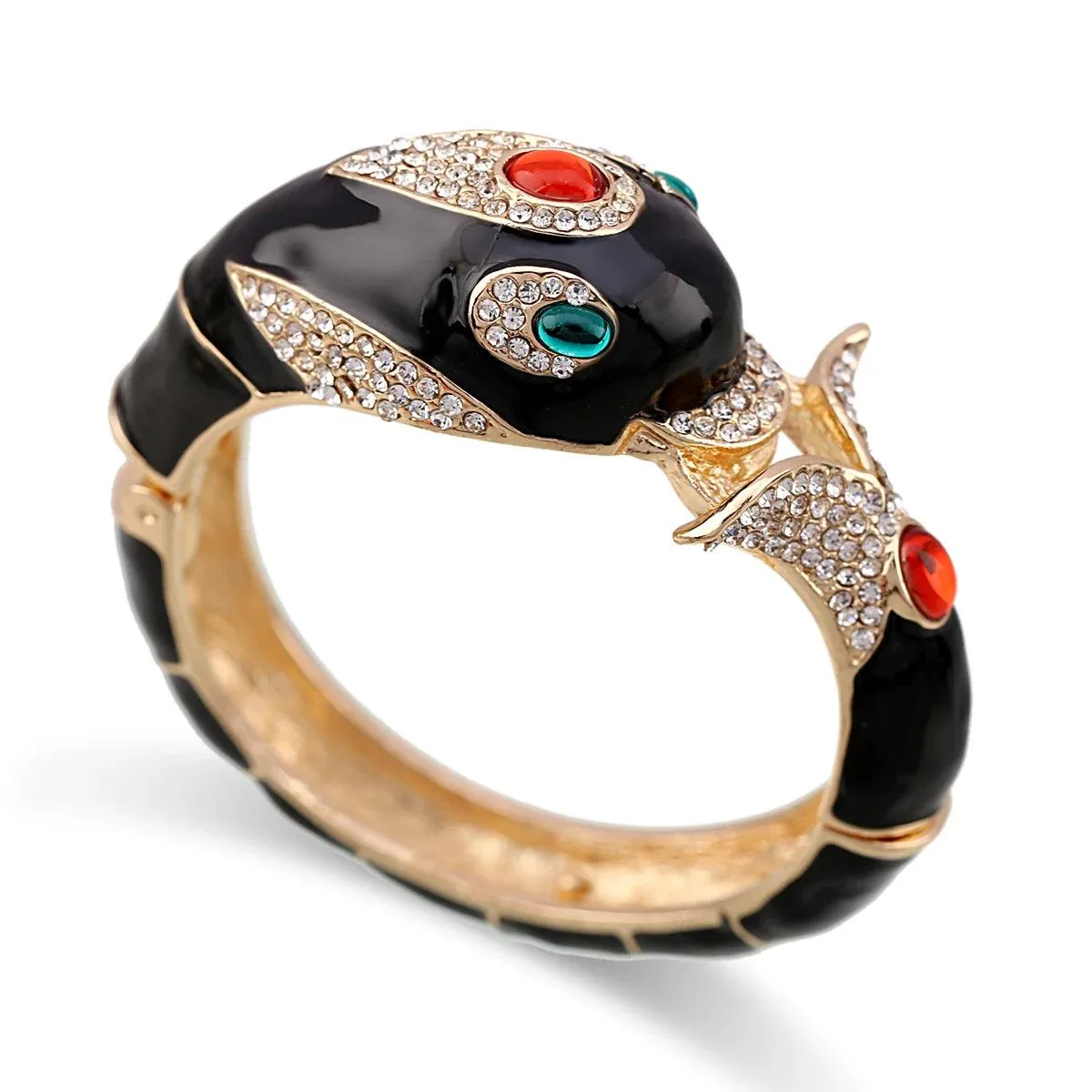 New Unique Design 6 Colours Gold Plated with Full AAA Rhinestones Dolphin Animal Enamel Statement Bracelet Bangle
