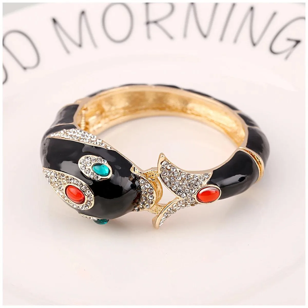 New Unique Design 6 Colours Gold Plated with Full AAA Rhinestones Dolphin Animal Enamel Statement Bracelet Bangle