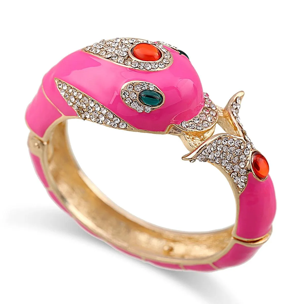 New Unique Design 6 Colours Gold Plated with Full AAA Rhinestones Dolphin Animal Enamel Statement Bracelet Bangle