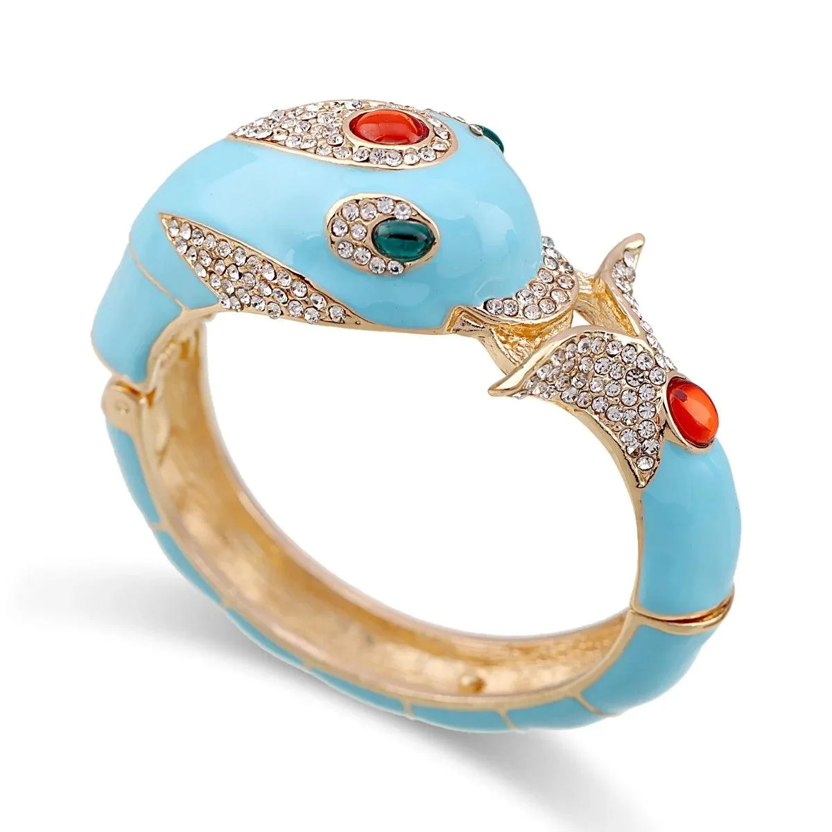 New Unique Design 6 Colours Gold Plated with Full AAA Rhinestones Dolphin Animal Enamel Statement Bracelet Bangle