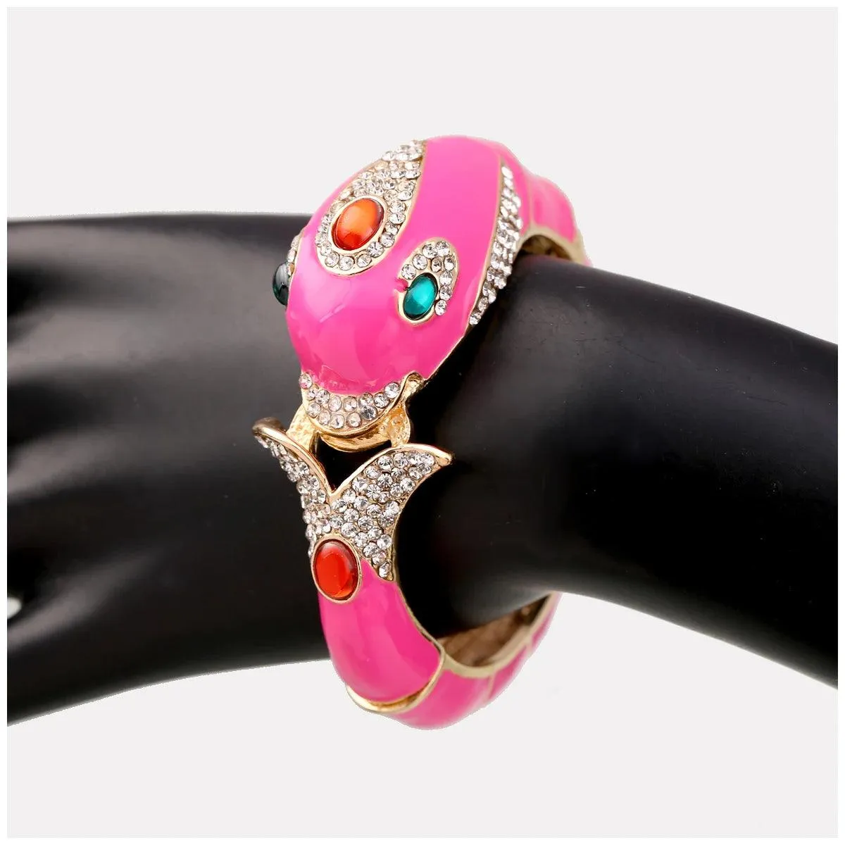 New Unique Design 6 Colours Gold Plated with Full AAA Rhinestones Dolphin Animal Enamel Statement Bracelet Bangle