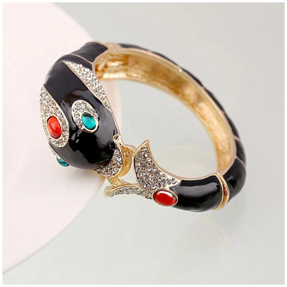 New Unique Design 6 Colours Gold Plated with Full AAA Rhinestones Dolphin Animal Enamel Statement Bracelet Bangle