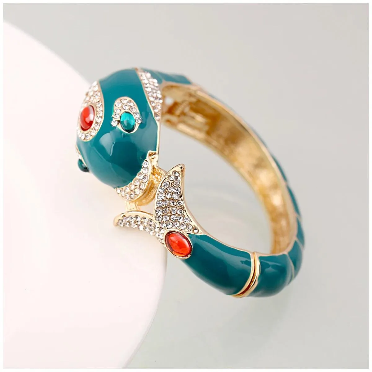 New Unique Design 6 Colours Gold Plated with Full AAA Rhinestones Dolphin Animal Enamel Statement Bracelet Bangle